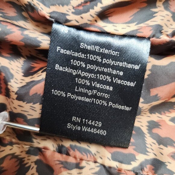 Y2K Womens Brown Faux Leather Coated Full Zip Biker Moto Jacket Size Large Lined - Picture 9 of 10